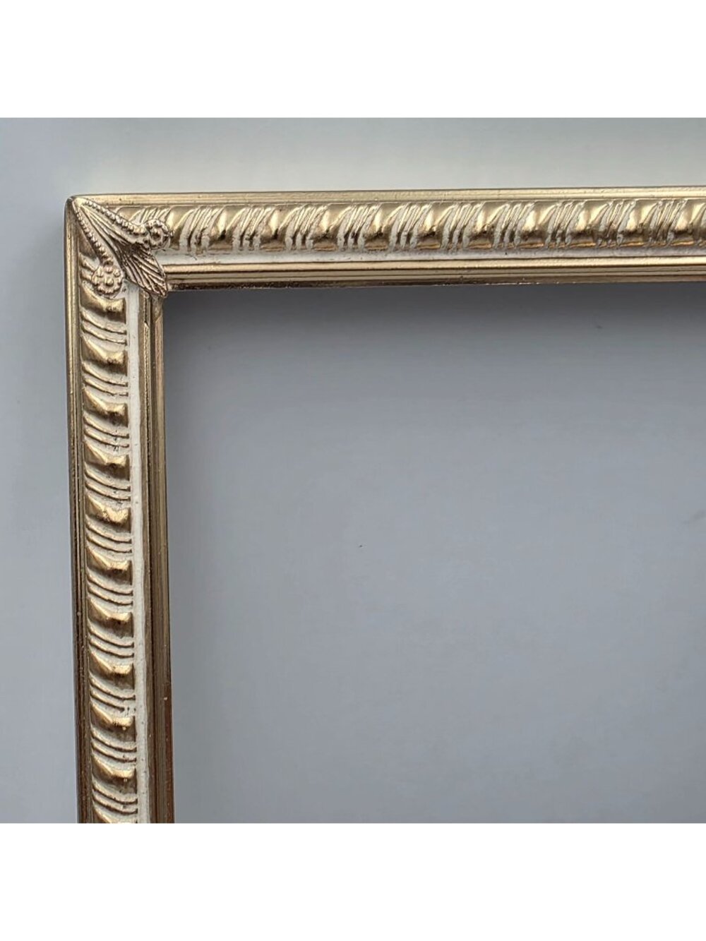 Ornate Gold Tone Metal Vintage Picture Frame 6" x 12.5" White Wash